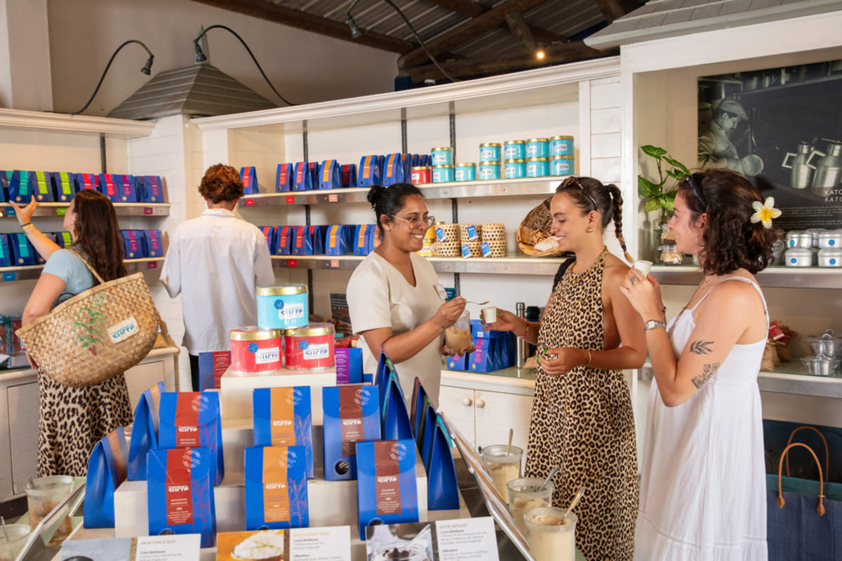 Tasting unrefined Mauritian sugars at Le Village Boutik